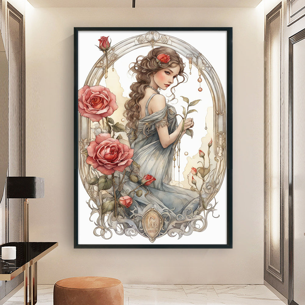 Rose Girl - 11CT Stamped Cross Stitch 40*60CM