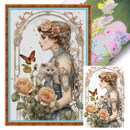 Rose Girl - 11CT Stamped Cross Stitch 40*60CM