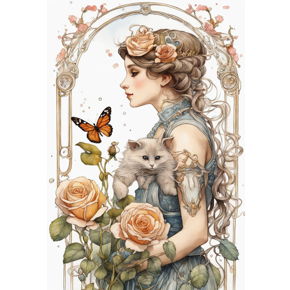 Rose Girl - 11CT Stamped Cross Stitch 40*60CM