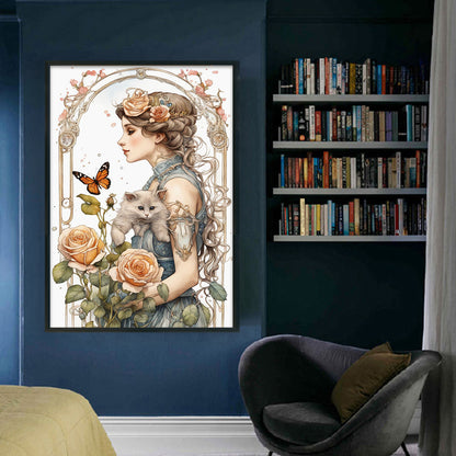 Rose Girl - 11CT Stamped Cross Stitch 40*60CM