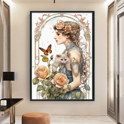 Rose Girl - 11CT Stamped Cross Stitch 40*60CM