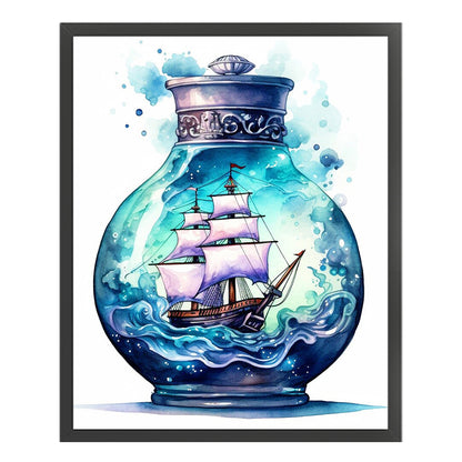 Sailboat In A Bottle - 14CT Stamped Cross Stitch 40*50CM