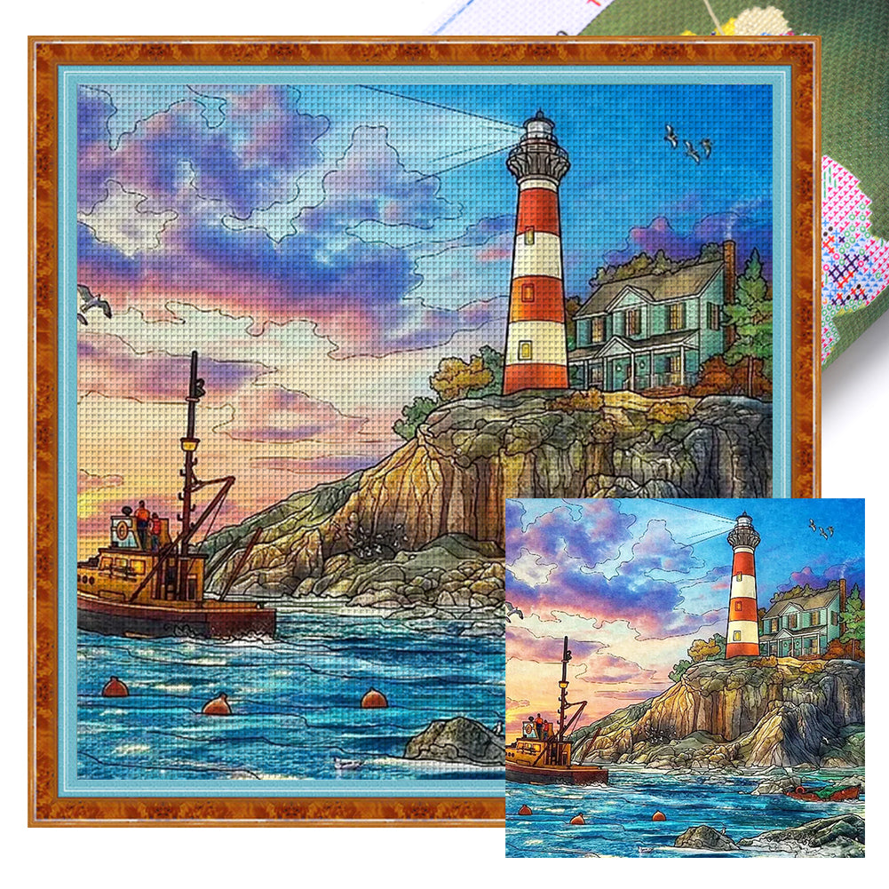 Lighthouse - 14CT Stamped Cross Stitch 50*50CM