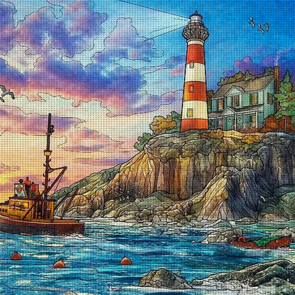 Lighthouse - 14CT Stamped Cross Stitch 50*50CM