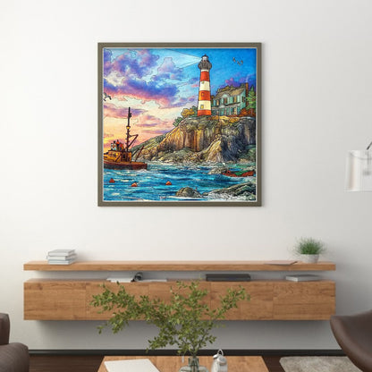 Lighthouse - 14CT Stamped Cross Stitch 50*50CM