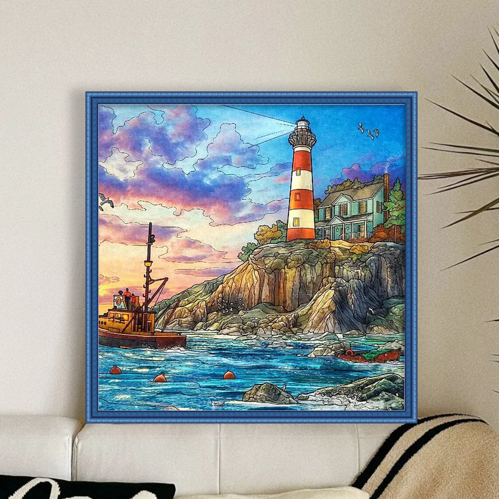 Lighthouse - 14CT Stamped Cross Stitch 50*50CM