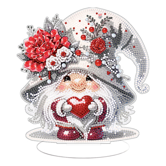 Acrylic Cute Gnome Single-Sided Desktop Diamond Art Kits Home Door Decor (Heart)