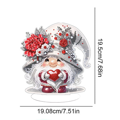 Acrylic Cute Gnome Single-Sided Desktop Diamond Art Kits Home Door Decor (Heart)