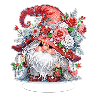 Acrylic Gnome Single-Sided Desktop Diamond Art Kit Home Door Decor (Rose Gnome)