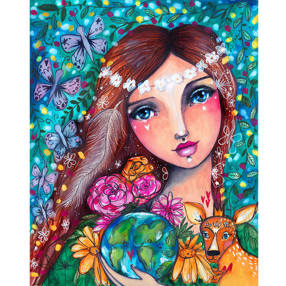 Girl - Full Round Drill Diamond Painting 40*50CM