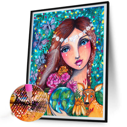 Girl - Full Round Drill Diamond Painting 40*50CM