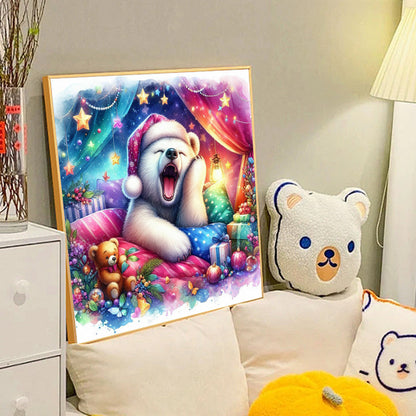 White Bear Waking Up - Full Round Drill Diamond Painting 40*40CM