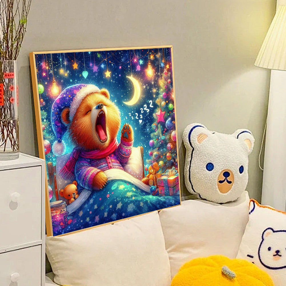 Waking Up Bear And Moon - Full Round Drill Diamond Painting 40*40CM