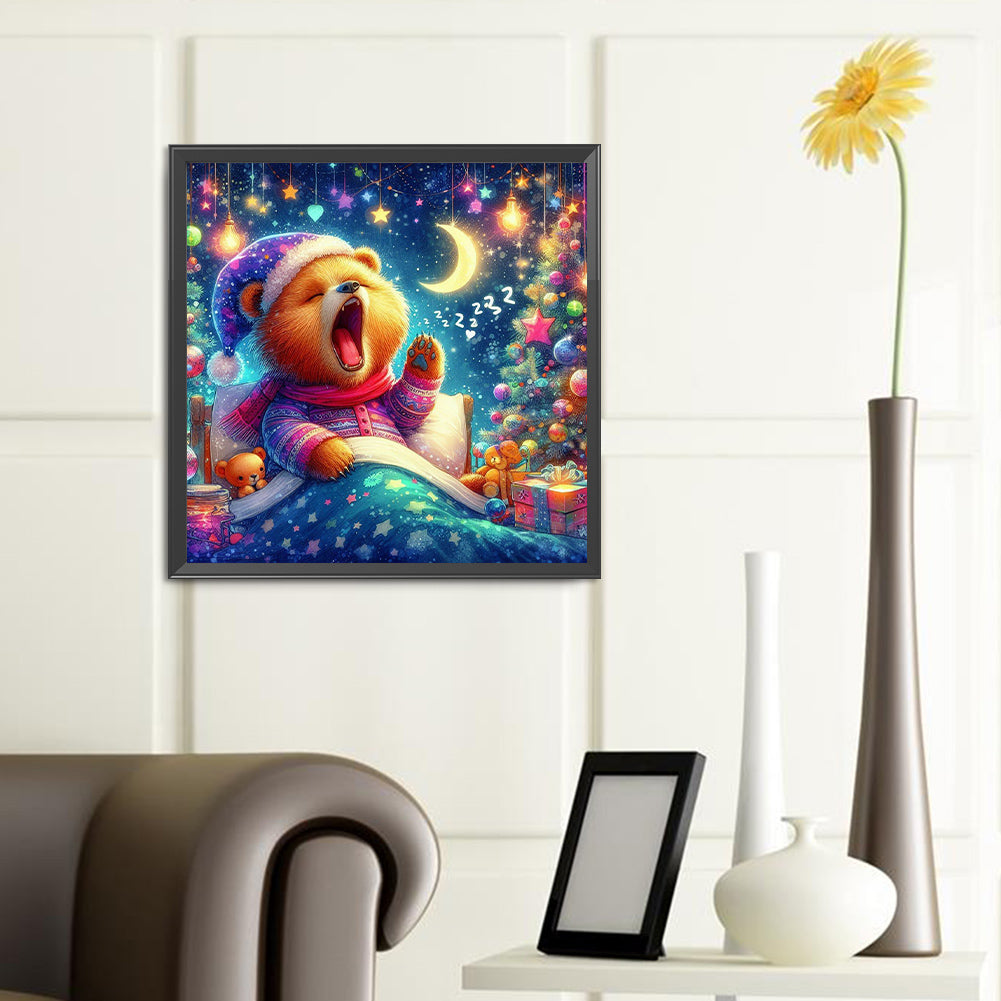 Waking Up Bear And Moon - Full Round Drill Diamond Painting 40*40CM