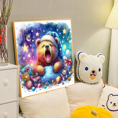 The Waking Little Bear And The Galaxy - Full Round Drill Diamond Painting 40*40CM