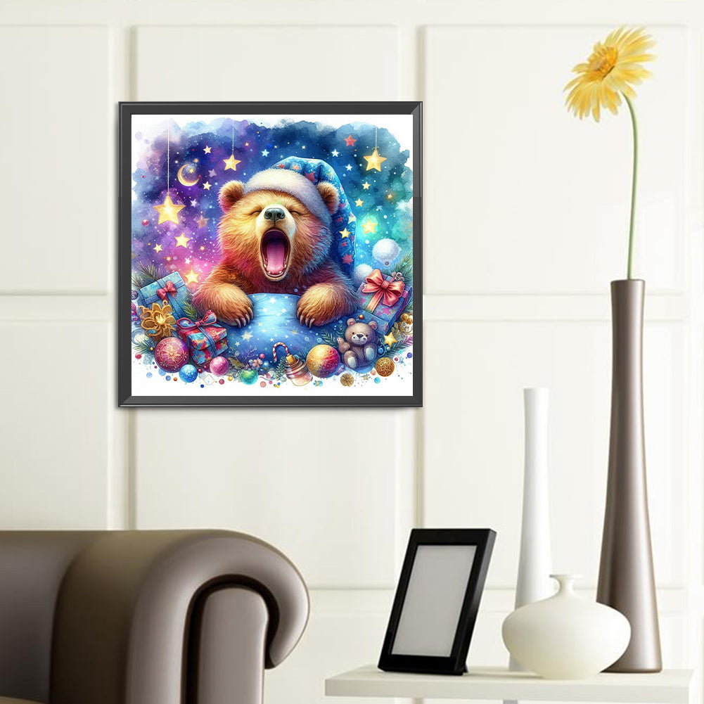 The Waking Little Bear And The Galaxy - Full Round Drill Diamond Painting 40*40CM