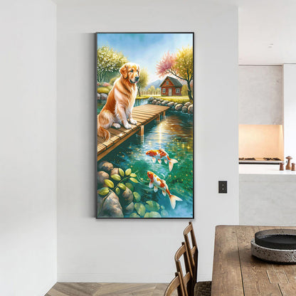 Dog And Fish - Full Round Drill Diamond Painting 40*70CM