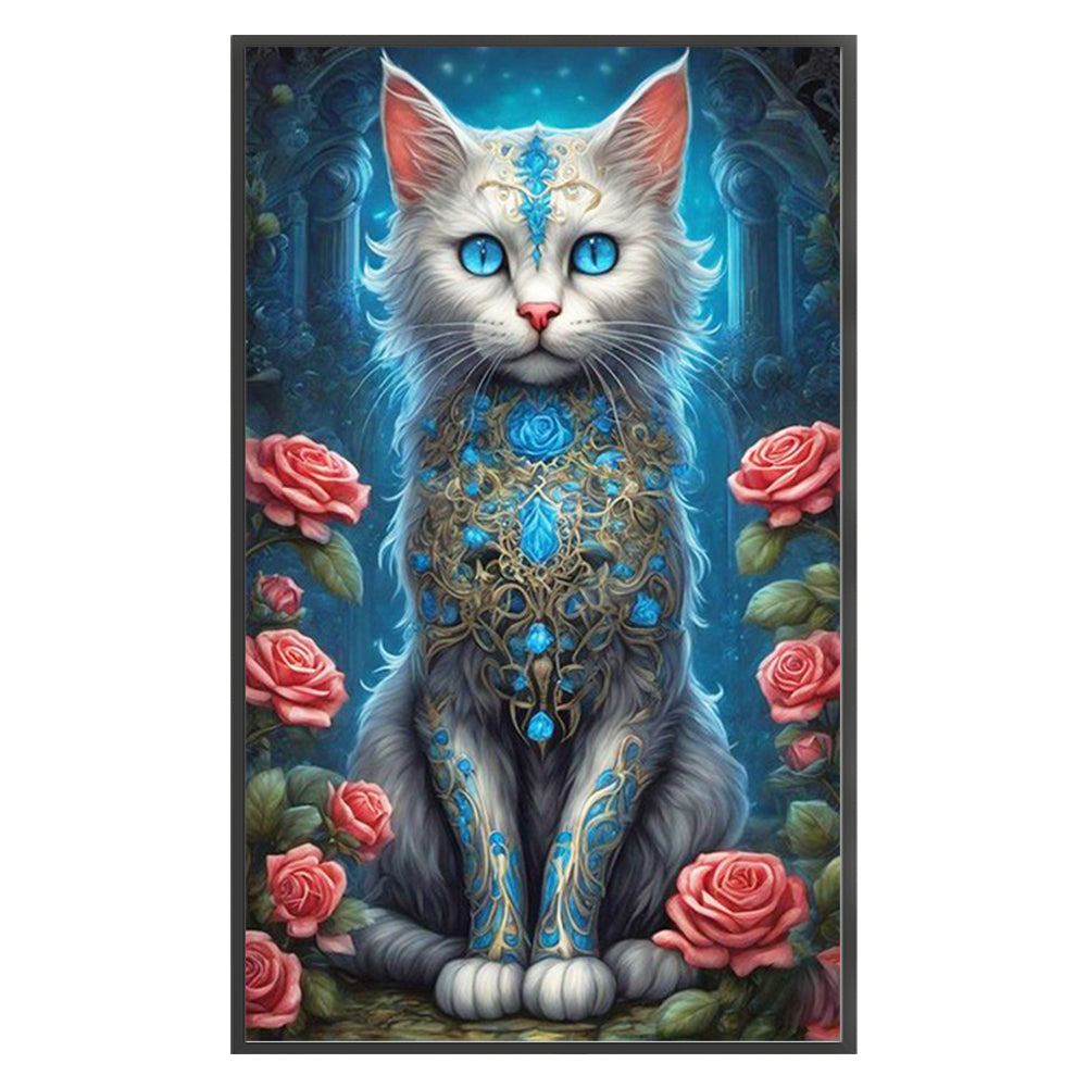 Rose Cat - 11CT Stamped Cross Stitch 40*70CM