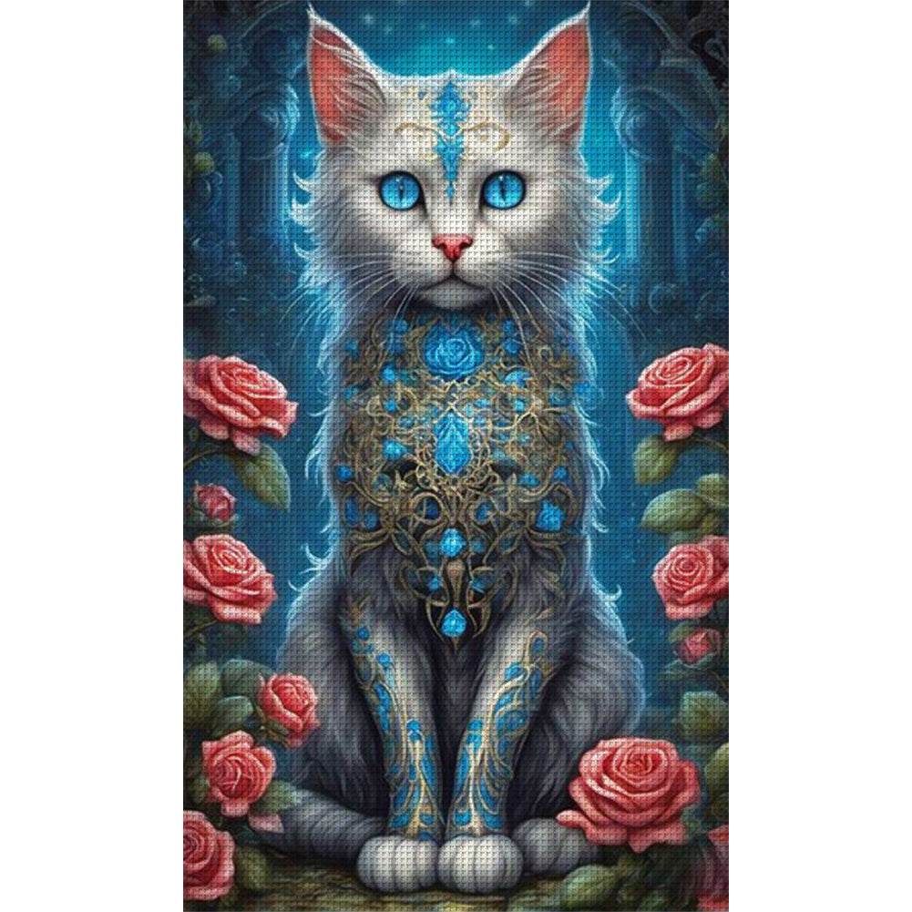 Rose Cat - 11CT Stamped Cross Stitch 40*70CM