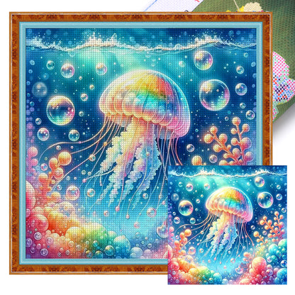 Colorful Jellyfish - 11CT Stamped Cross Stitch 40*40CM