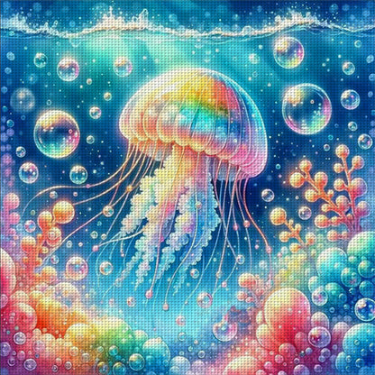 Colorful Jellyfish - 11CT Stamped Cross Stitch 40*40CM