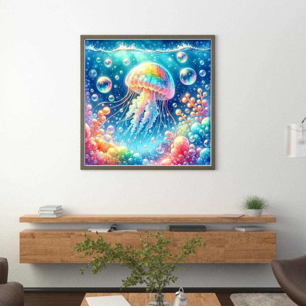 Colorful Jellyfish - 11CT Stamped Cross Stitch 40*40CM