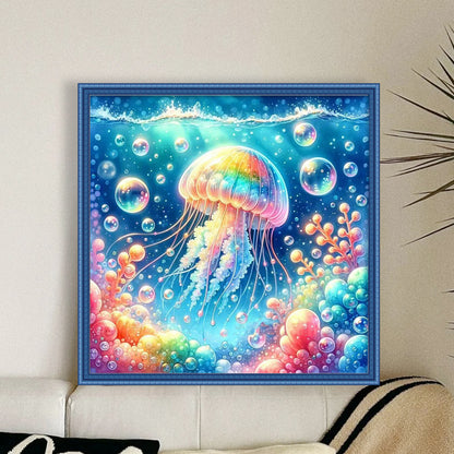 Colorful Jellyfish - 11CT Stamped Cross Stitch 40*40CM