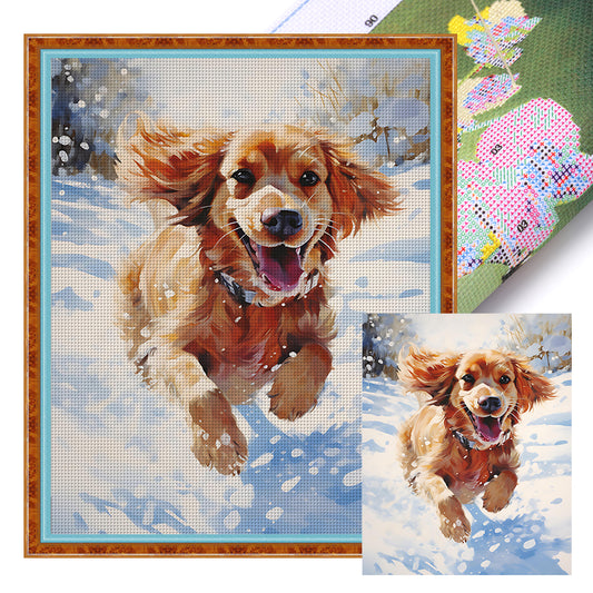 Puppy In Snow - 11CT Stamped Cross Stitch 40*50CM