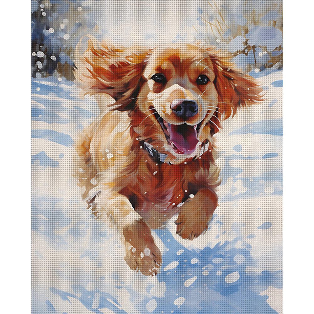 Puppy In Snow - 11CT Stamped Cross Stitch 40*50CM