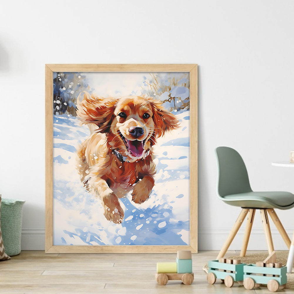 Puppy In Snow - 11CT Stamped Cross Stitch 40*50CM