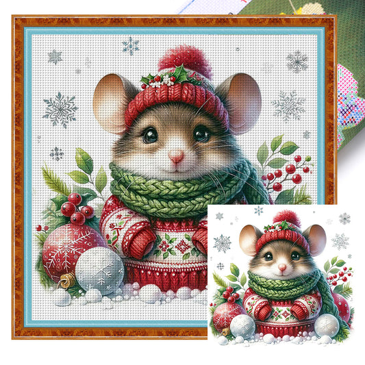 Winter Mouse - 18CT Stamped Cross Stitch 30*30CM