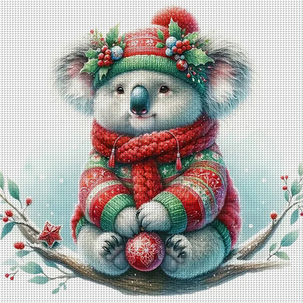 Koala In Winter - 18CT Stamped Cross Stitch 30*30CM