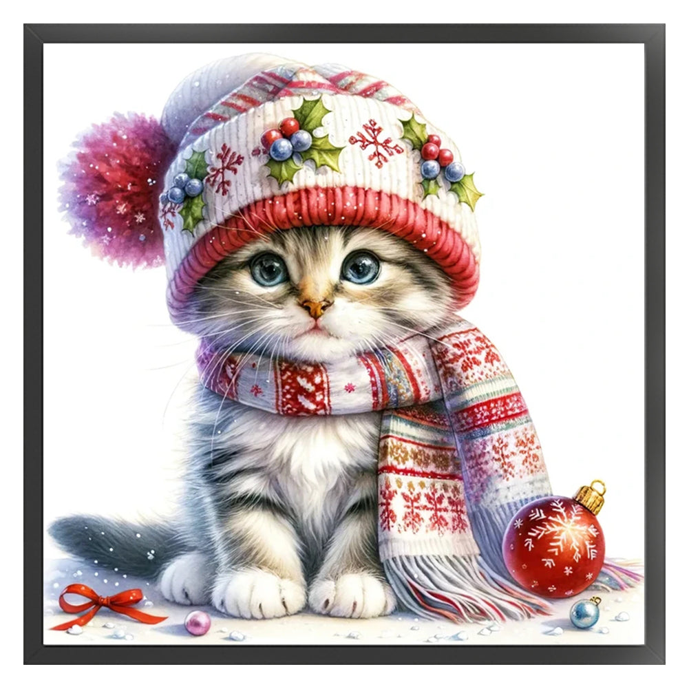 Winter Cat - 18CT Stamped Cross Stitch 30*30CM