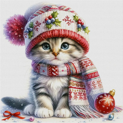 Winter Cat - 18CT Stamped Cross Stitch 30*30CM