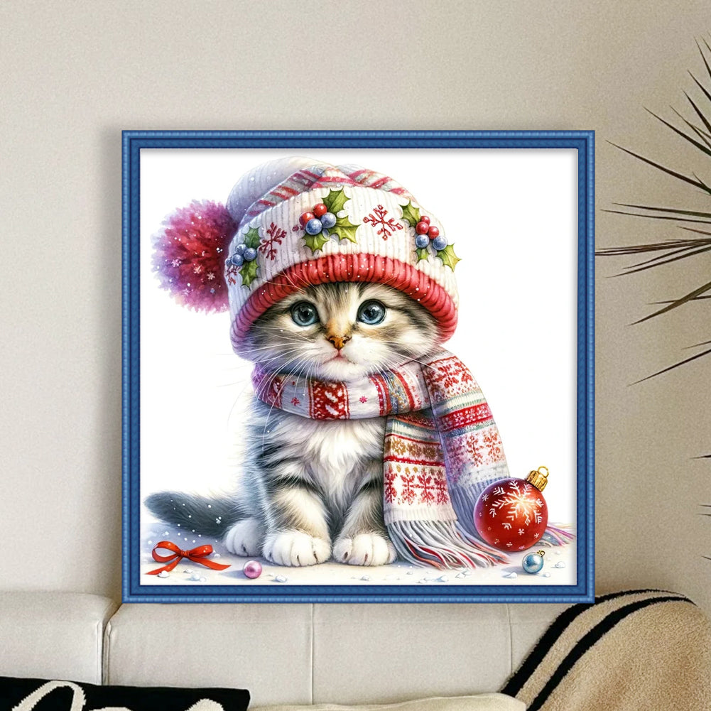 Winter Cat - 18CT Stamped Cross Stitch 30*30CM