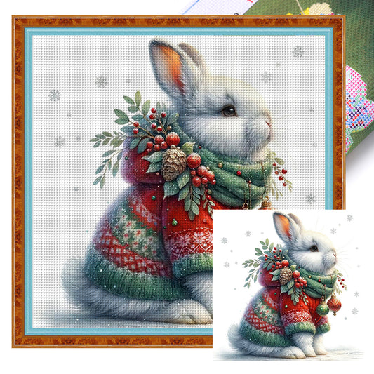 Winter Rabbit - 18CT Stamped Cross Stitch 30*30CM