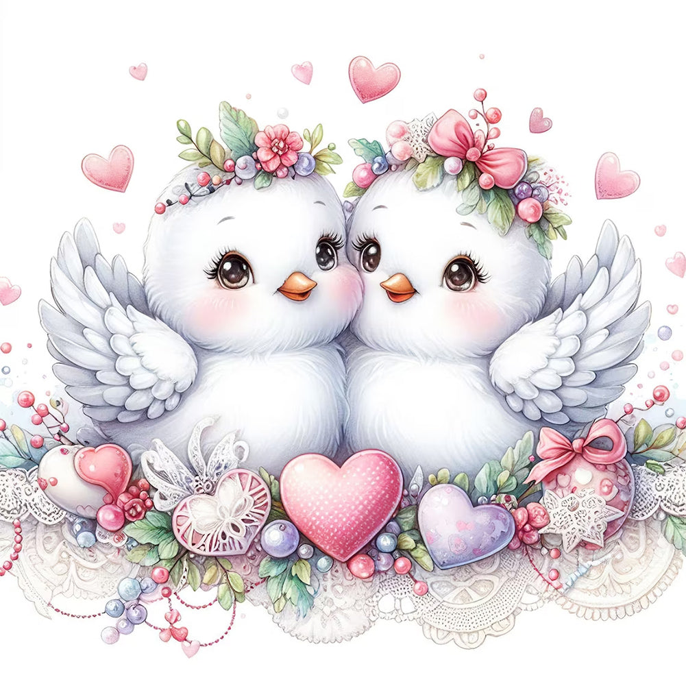 Pair Of White Doves - Full Round Drill Diamond Painting 30*30CM