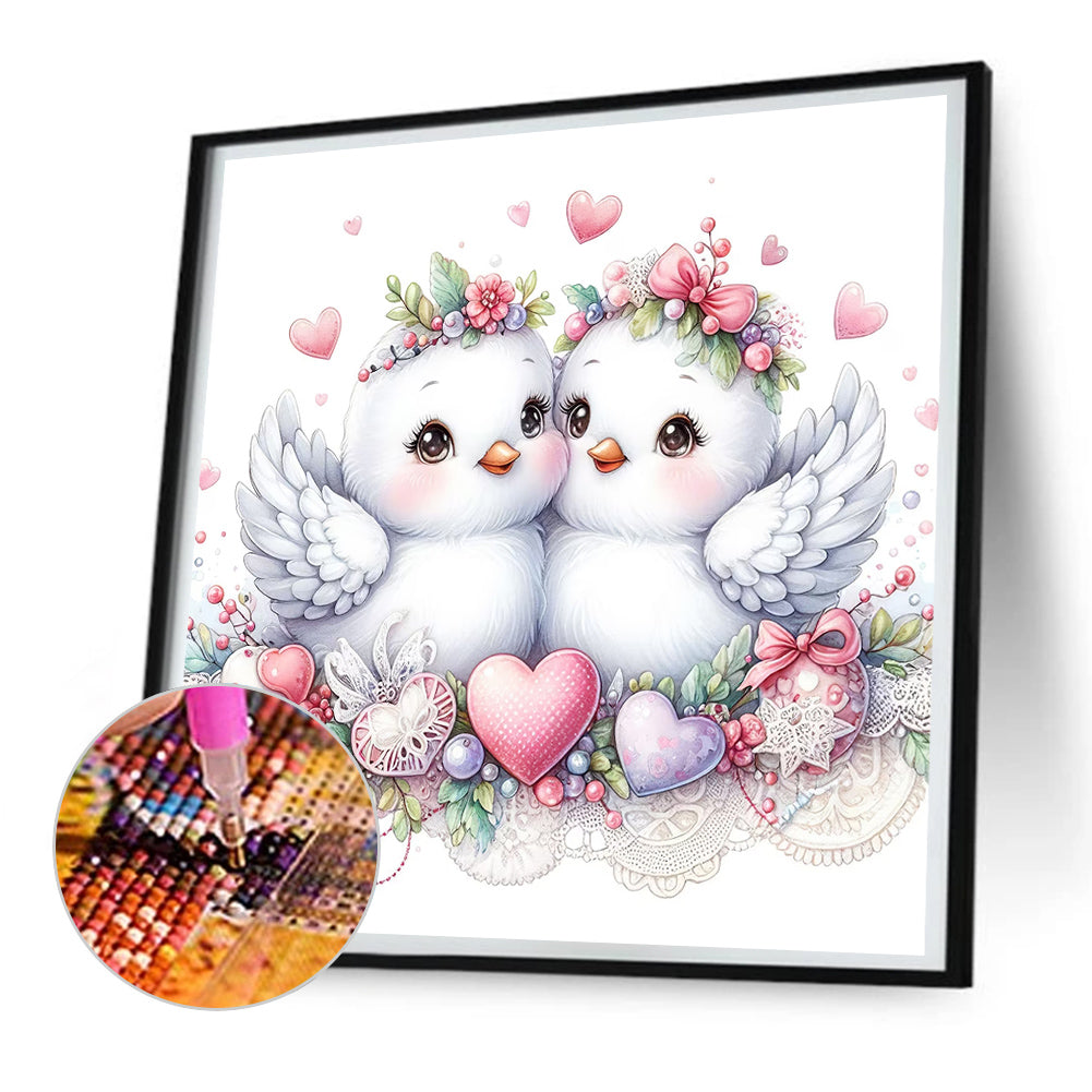 Pair Of White Doves - Full Round Drill Diamond Painting 30*30CM
