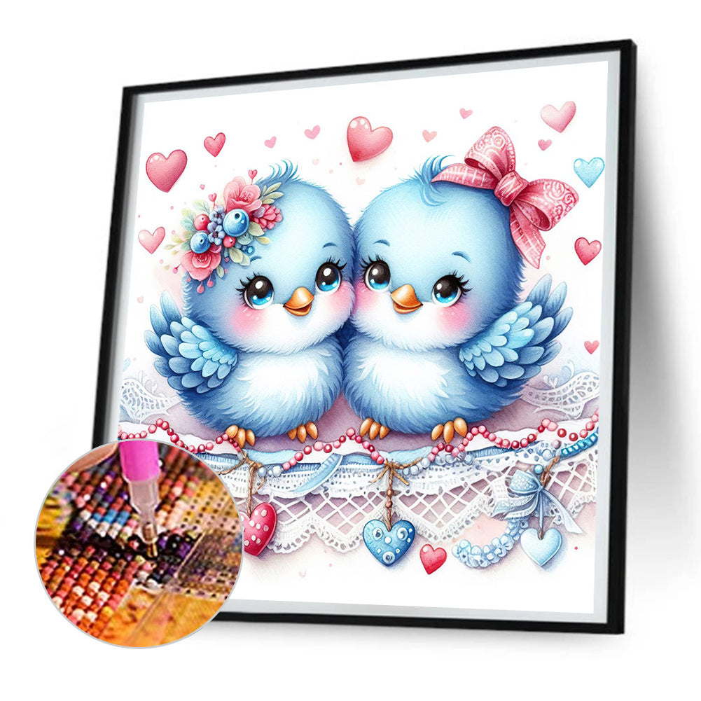 Pair Of Bluebirds - Full Round Drill Diamond Painting 30*30CM