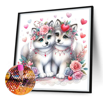 A Pair Of Wolfdogs - Full Round Drill Diamond Painting 30*30CM