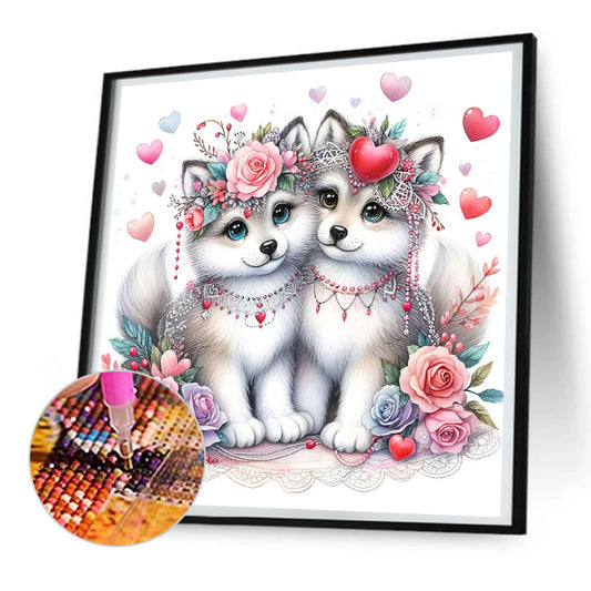 A Pair Of Wolfdogs - Full Round Drill Diamond Painting 30*30CM
