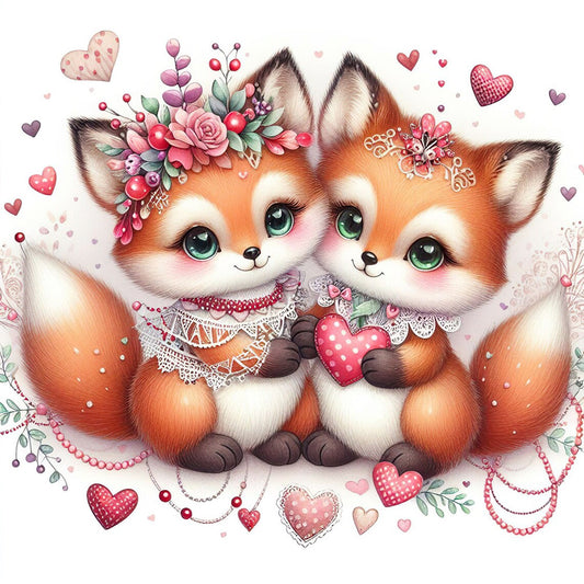 A Pair Of Foxes - Full Round Drill Diamond Painting 30*30CM