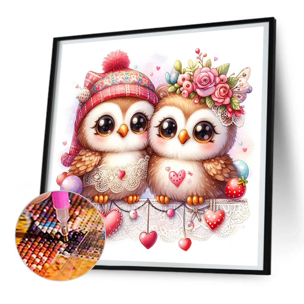 Pair Of Owls - Full Round Drill Diamond Painting 30*30CM