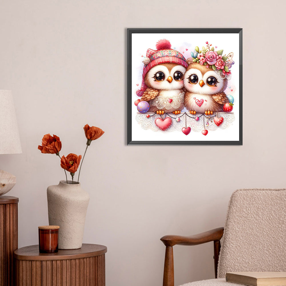 Pair Of Owls - Full Round Drill Diamond Painting 30*30CM