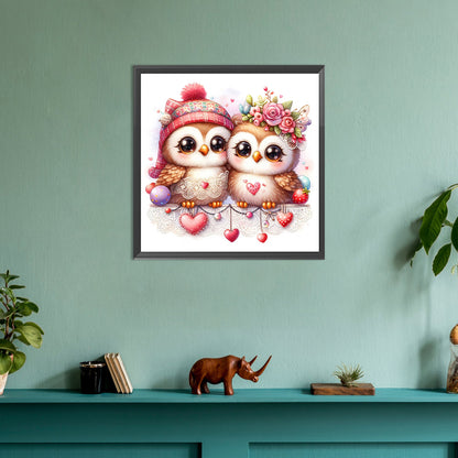 Pair Of Owls - Full Round Drill Diamond Painting 30*30CM