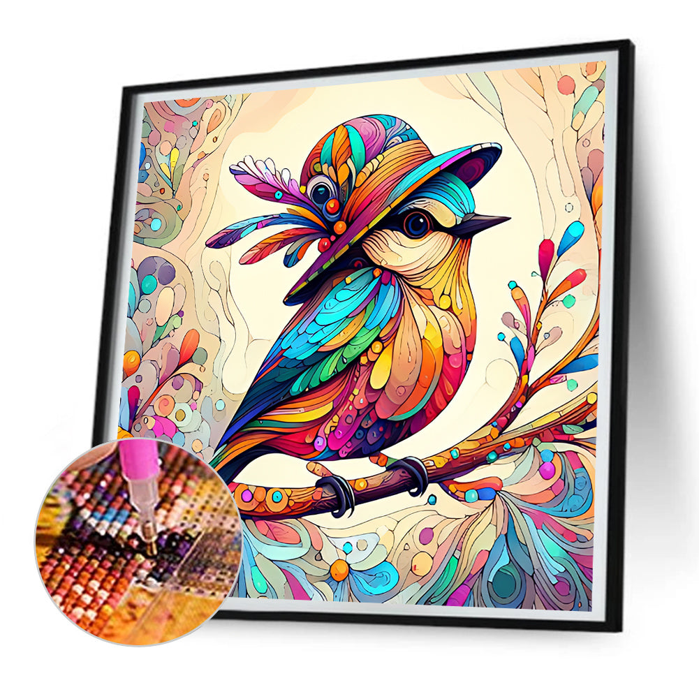 Hat Bird - Full Round Drill Diamond Painting 30*30CM