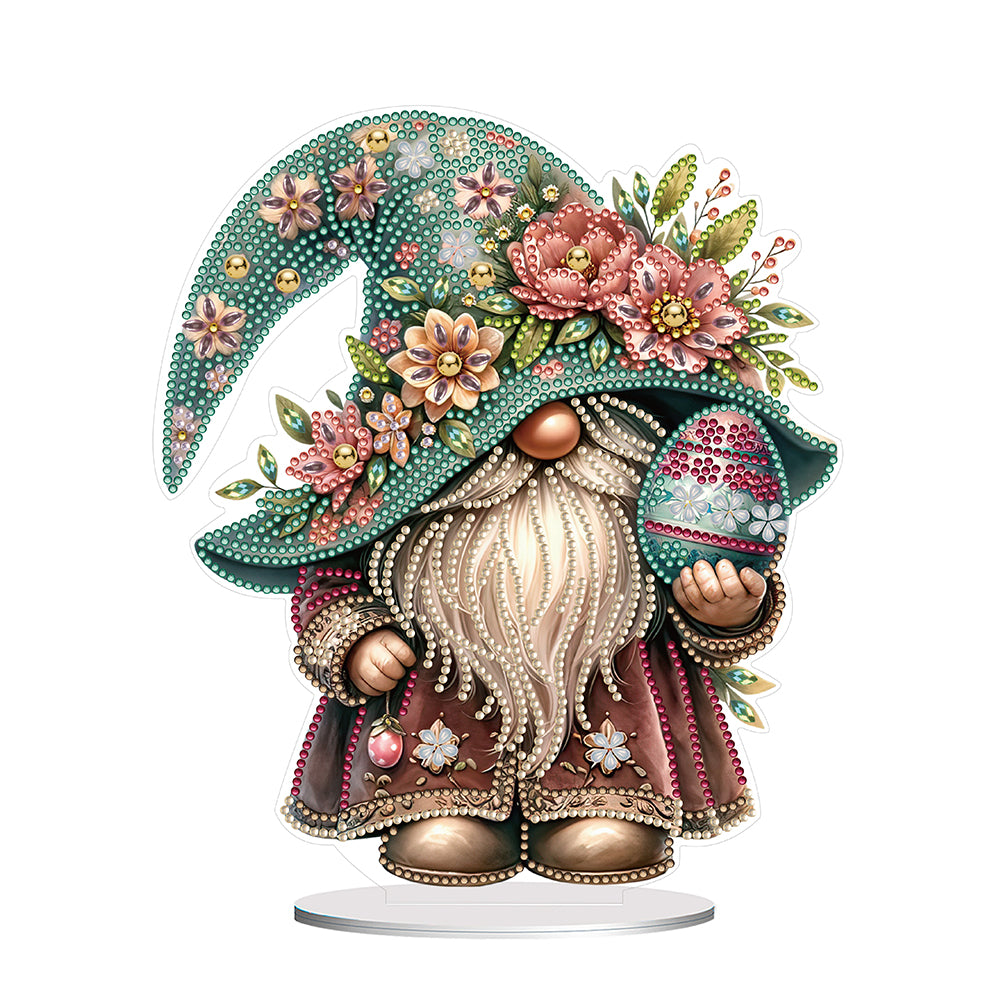 Special Shape Cute Gnome Table Top Diamond Painting Ornament Kits (Colored Egg)