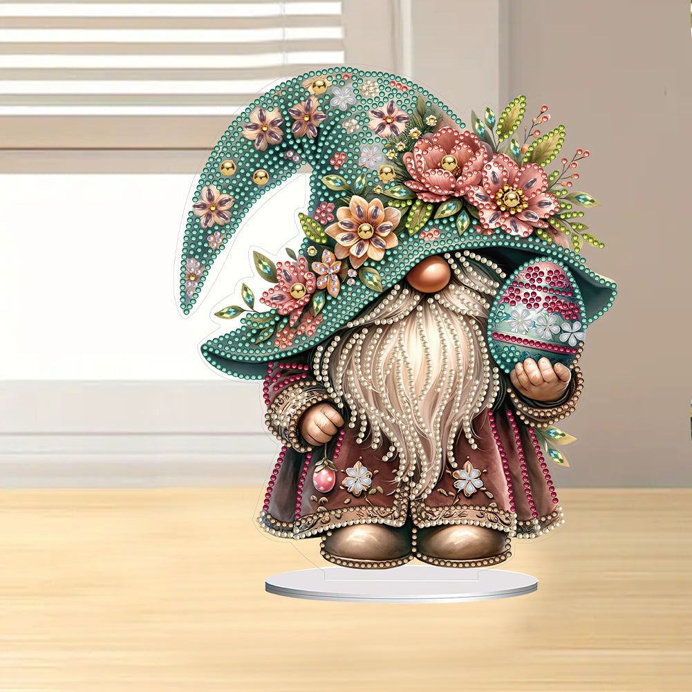 Special Shape Cute Gnome Table Top Diamond Painting Ornament Kits (Colored Egg)