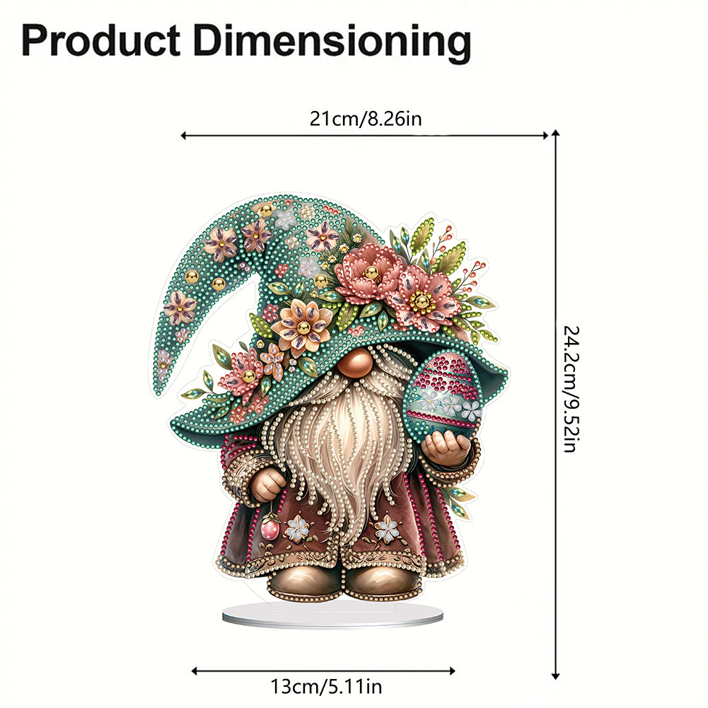 Special Shape Cute Gnome Table Top Diamond Painting Ornament Kits (Colored Egg)