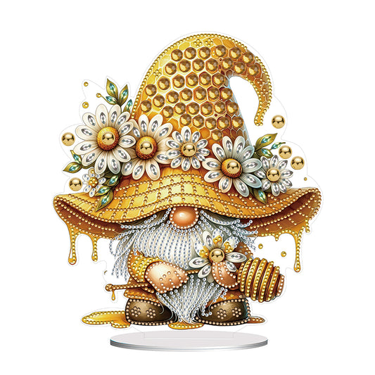 Special Shape Cute Gnome 5D DIY Table Top Diamond Painting Ornament Kits (Bee)